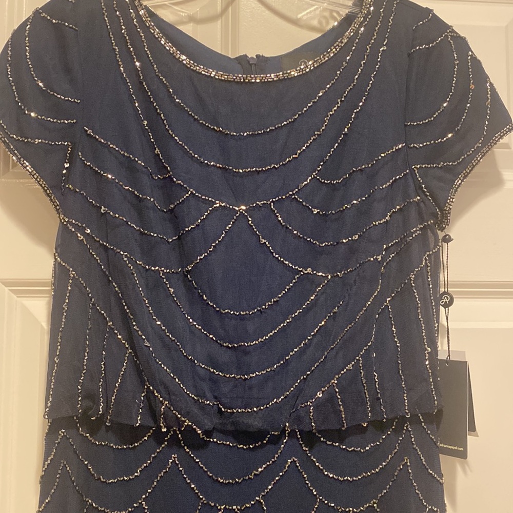 Beautiful (brand new with tags) Navy beaded formal dress. - Picture 2 of 4